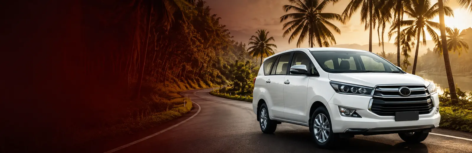 Me Cabs premium Kerala taxi on a scenic road