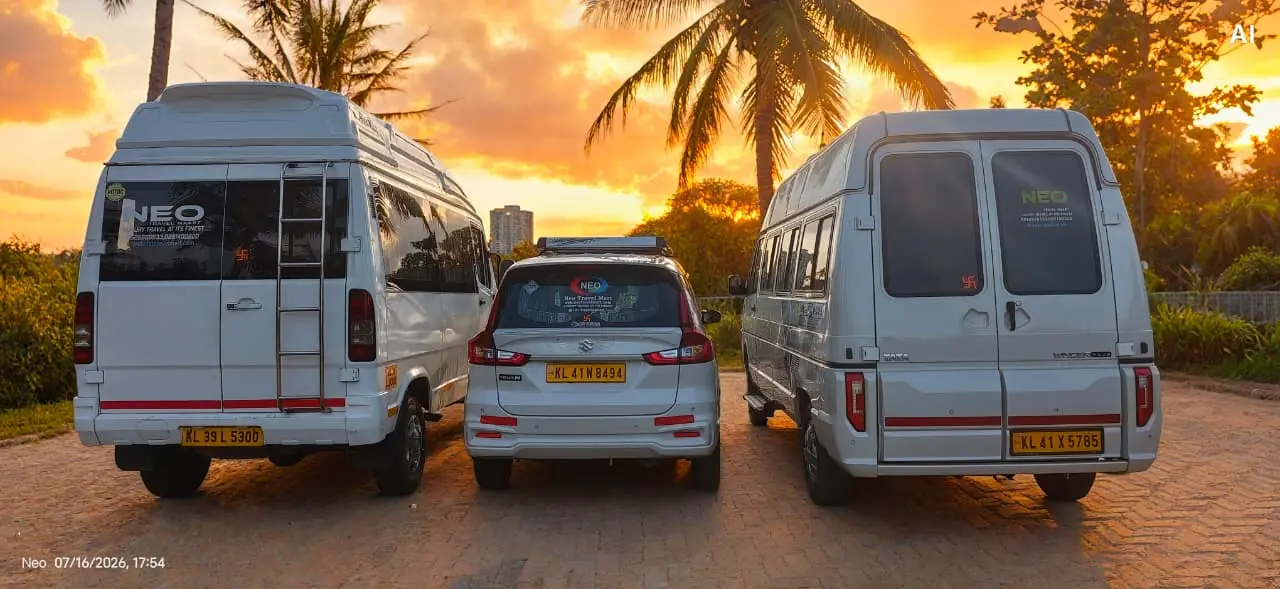 Me Cabs premium taxi fleet with Force Urbania, Ertiga and tempo traveller rear view